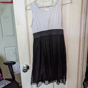 White and Black Sparkly Tank-Top Dress